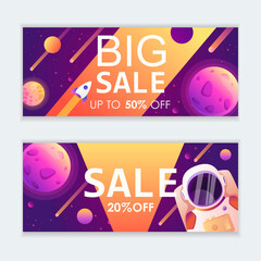 Wall Mural - set of horizontal templates for web banners, advertisements, flyers, posters. space modern backgroun