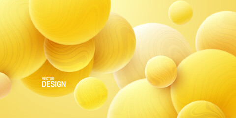 Wall Mural - Abstract background with 3d yellow balls.