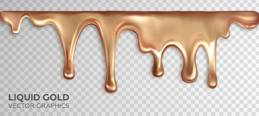 liquid gold, dripping drops of rose gold. realistic 3d vector design