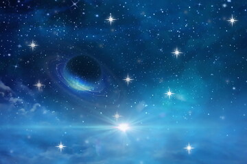 Wall Mural - univers and planet night starry sky moon cosmic nebule flares space moon globe