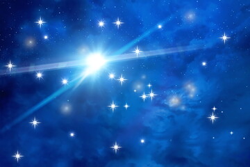 Wall Mural - univers and planet night starry sky moon cosmic nebule flares space moon globe