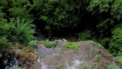 Wall Mural - NATURE DRONE WITH WATERFALL IN THE MIDDLE OF THE BEAUTIFUL BRAZIL PANTANAL FOREST