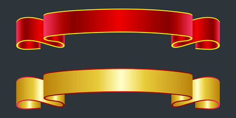 Wall Mural - elegance red and gold ribbon banner. vector banner stock illustration