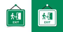 Emergency Hanging Exit Sign Vector Illustration.