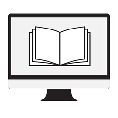 Poster - ebook icon on white background. flat style. monitor, book, online sign. online traning symbol.