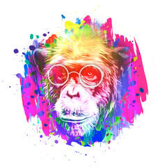 Wall Mural - portrait of a Chimpanzee color art