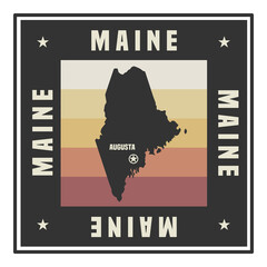 Wall Mural - Abstract square stamp or sign with name of US state Maine