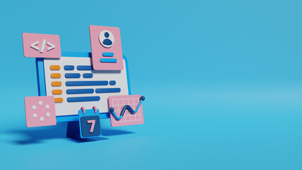 development and programming 3d render illustration