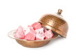 © Pixel-Shot - Plate with Turkish delight on white background