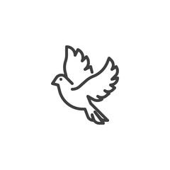 Wall Mural - Flying dove line icon