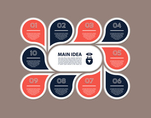 Wall Mural - Vector circle info graphic. Template for cycle diagram, graph, presentation and round chart. Business concept with 10 options, parts, steps or processes. Abstract background.