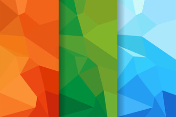Poster - abstratc modern collection of vertical polygonal banners. the colors can be selected are green, blue and yellow. triangle low polygonal shapes design template