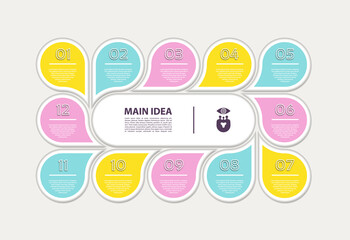 Wall Mural - Vector circle infographic. Template for cycle diagram, graph, presentation and round chart. Business concept with 12 options, parts, steps or processes. Abstract background.