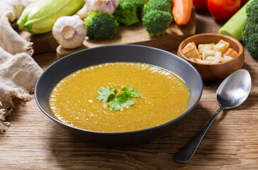 Wall Mural - plate of vegetable cream soup