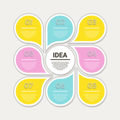 Wall Mural - Vector circle infographic. Template for cycle diagram, graph, presentation and round chart. Business concept with 8 options, parts, steps or processes. Abstract background.