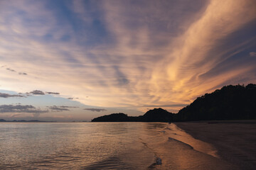 Wall Mural - Landscape image of a beautiful sunset sky at the sea