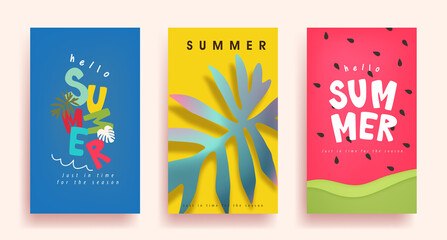 Colorful Summer background layout banner design.