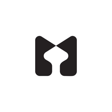letter m curves geometric simplicity logo vector