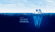 Leinwandbild Motiv Discover your hidden potential concept with iceberg