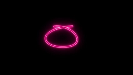 Wall Mural - Linear neon animation of pink stroke on black background. Motion graphic, 4K video