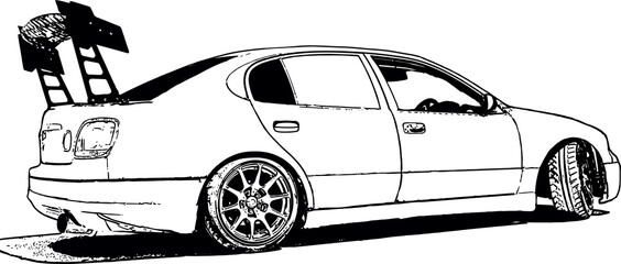 Vector image of tuned racing cars for street racing and drift