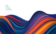 Modern abstract banner background with 3d twisted color flow liquid shape.