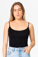 Canvas Print - Black tank top with design space women’s summer apparel