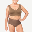 © Rawpixel.com - Size inclusive senior woman in brown/blue lingerie studio portrait full body