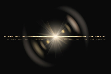yellow anamorphic lens flare design element