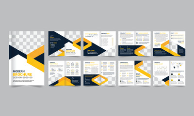Wall Mural - Corporate business brochure layout design, business profile template 16 pages, annual report, minimal, editable business brochure, Company profile design template.