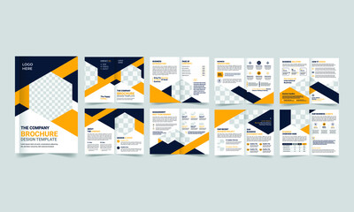 Corporate business brochure layout design, business profile template 16 pages, annual report, minimal, editable business brochure, Company profile design template.