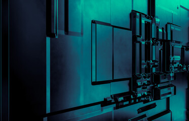 Poster - Abstract futuristic Technology background with construction circuit board. 3d rendering.