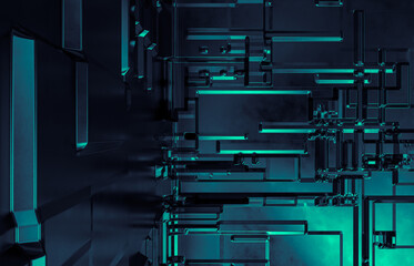 Poster - Abstract futuristic Technology background with construction circuit board. 3d rendering.