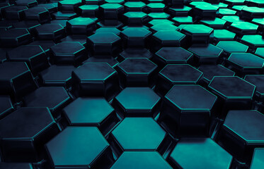 Poster - Abstract futuristic Technology background with hexagon pattern. 3d rendering.