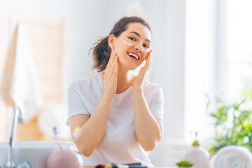 Wall Mural - woman with cream for her face