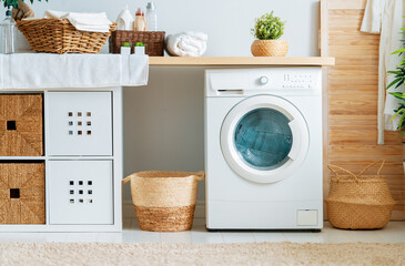 Wall Mural - Interior of a real laundry room