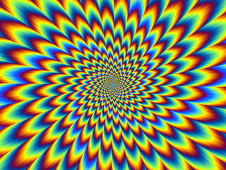 Wall Mural - pulsing fiery flower with blue spirals. optical illusion of movement.