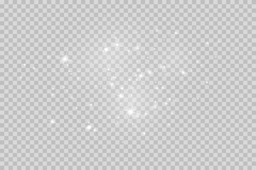 the dust sparks and golden stars shine with special light. vector sparkles on a transparent backgrou