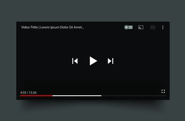 Aufkleber - Vector illustration video player concept with play button template for online broadcast, streaming service
