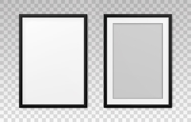 Wall Mural - frame photo. mockup black board with shadow. mock up artwork picture framed. plastic boarder. empty 