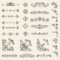Wall Mural - decorative ornate set. vintage floral dividers and borders royal premium style decoration vector set
