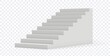 Isolated stair. 3D realistic staircase on transparent background. Building object, architecture or interior vector element