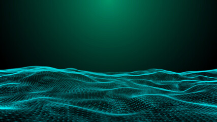 Poster - Big data visualization. Abstract  wave. Digital background.  3d rendering.