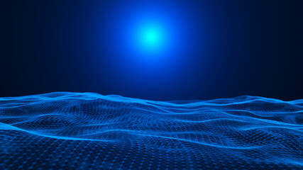 Poster - Big data visualization. Abstract  wave. Digital background.  3d rendering.