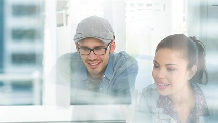 Poster - Animation of office colleagues working in office together