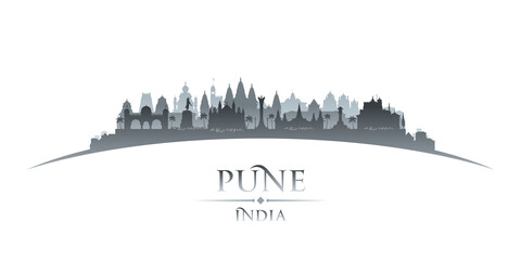 Fototapete - Pune India city silhouette white background
