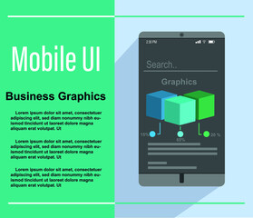 Fototapete - Mobile UI. Economy chart. Graphics inside the phone icon.