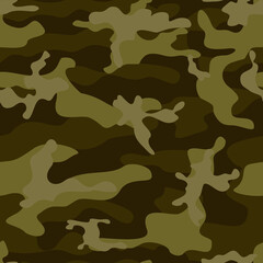 
camouflage woodland green seamless vector pattern, modern background, trendy army texture.