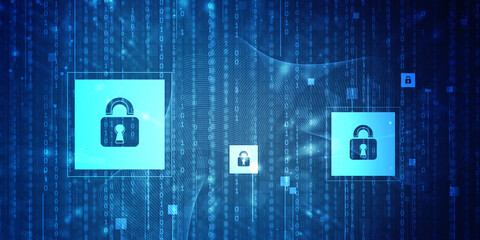 Poster - 2d illustration Safety concept: Closed Padlock on digital background

