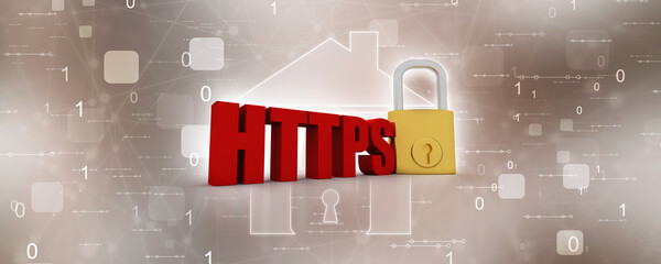Poster - 3d illustration Network community concept . lock with http sign